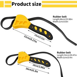 NIXNEHC Upgraded Adjustable Rubber Strap Wrench Set, 2pcs - Max Diameter 6" and 8", Reinforced Rubber Belt, Jar Opener for Weak Hands