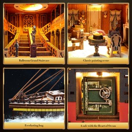 Titanic Model 3D Wooden Puzzles for Adults, Titanic Model Kit Set, Titanic Toys for Adults Teens with LED Light, Dance Hall, Lounge, Home Decor, Birthday, Christmas