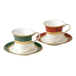 Noritake Y6829/47332 American Cup & Saucer (Color Changing Pair) 220cc Fitzgerald & Hemingway 2 Guests Green Marron Bone China