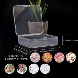 Rocutus 12 Pack Small Clear Plastic Storage Containers with Lids,Beads Storage Box with Hinged Lid for Beads,Earplugs,Pins, Small Items, Crafts, Jewelry, Hardware (4.1 x 4.1 x 1.4 Inches)