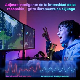 JYX Micrófono USB Condensador RGB con Control de Eco, Iluminación LED, Salida para Auriculares y Botón de Volumen, para Streaming, Juegos, Grabación y