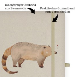 Mr. & Mrs. Panda DIN A4 Baumwoll Notizbuch Nasenbär - Geschenk, Notizblock, Rüsselbär, Kladde, Tiermotive, Schreibheft, lustige Sprüche, Tiere,