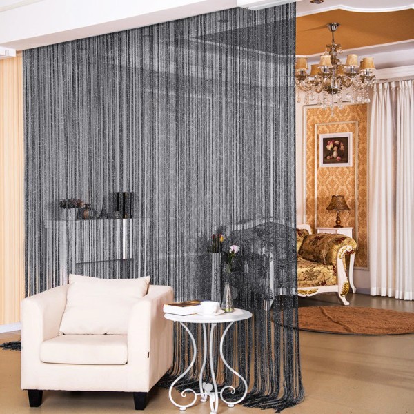 ANMINY String Door Curtain Bead Silver Ribbon Doorway Room Dividers