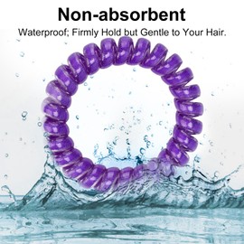 JessLab Spiral Hair Ties, 10 Pcs Traceless Phone Cord No-Damage Ponytail Holders, Plastic Coil Hair Bands for Women and Girls, Color Assorted, Set 50