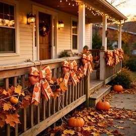 Fall Wreath Bow Thanksgiving Burlap Ribbon Wreath Bow Home Decor