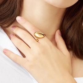 Joo&Rind Women's Ring, Adjustable Rings Women to Open the Water Drop, Stainless Steel Rings Gold Waterproof - Friendship Rings & Partner Rings, Fashion Jewellery Gift for Women, Stainless Steel, No