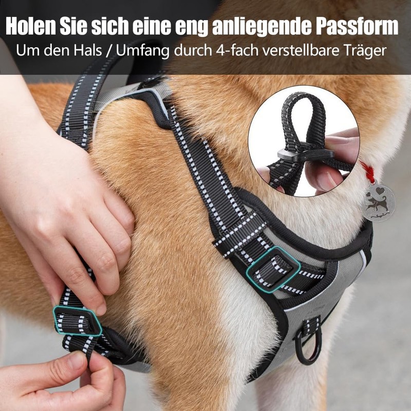 PoyPet No Pull Dog Harness, Reflective Vest Harness with 2