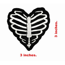 Heart Iron On Patches Heart Ribs Cage X Ray Skeleton Patch for Clothing Saw On Iron On Embroidered Patch Applique for Jeans Hats Bags