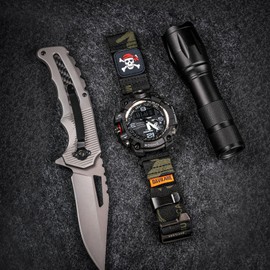 DAVILANE Nylon Military Watch Band for Casio G-shock GWG-1000 GWG1000, 16mm Quick Release Watch Band with Swappable Patches & G-Hook Closure