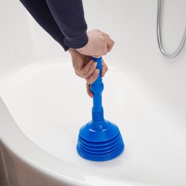 Relaxdays Plunger with Plunger HD: 49 x 15.5 cm, Drain Tamper Blockage, Toilet, Sink & Shower, Plastic, Blue