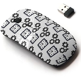 2.4G Wireless Mouse with Cute Pattern Design for All Laptops and Desktops with Nano Receiver - Clock time Gear