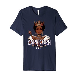 Capricorn AF Vibes Queen Energy Zodiac Crown Afro Regal Premium T-Shirt