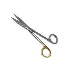 Goldman Fox Scissor 13 cm - Super Cut Sharpness - Premium Quality German Stainless Steel - Gold Handles by Cynamed … (Straight, One Gold Ring)