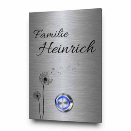 Bell Plate Made of Stainless Steel with Weather-Resistant Engraving – Bell Model Heinrich 8 x 12 cm Door Bell with Desired Engraving and Motif