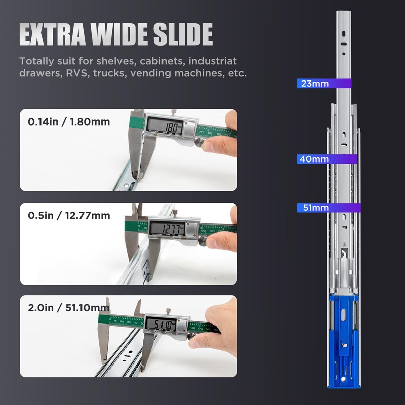 SLIDEWAY 200 Lbs Soft Close Heavy Duty Drawer Slides 1