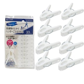 Towa Sangyo Neosul Clothespins Whole Hanger Pinch White, Approx. 1.7 x 0.5 x 2.4 inches (4.4 x 1.4 x 6 cm), Pack of 10