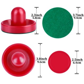 URATOT Air Hockey Pushers and Air Hockey Pucks Air Hockey Paddles, Goal Handles Paddles Replacement Accessories for Game Tables(4 Pushers, 8 Red Pucks and 8 Green Pads)