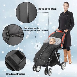 Fairy Baby Universal Footmuff for Pushchairs Prams Winter Cosy Toes Footmuff Thick Fleece Waterproof Windproof Sleeping Bag for Newborn Buggy Stroller (Black, 6-24Months)