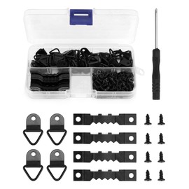 QWORK® 251 Pcs Picture Hanging Kit, 50 x Sawtooth Picture Hanger and 50 x D Ring Picture Hanger with 150 Screws and 1 x Screwdriver for Picture Photo Frame Hanging (Black)