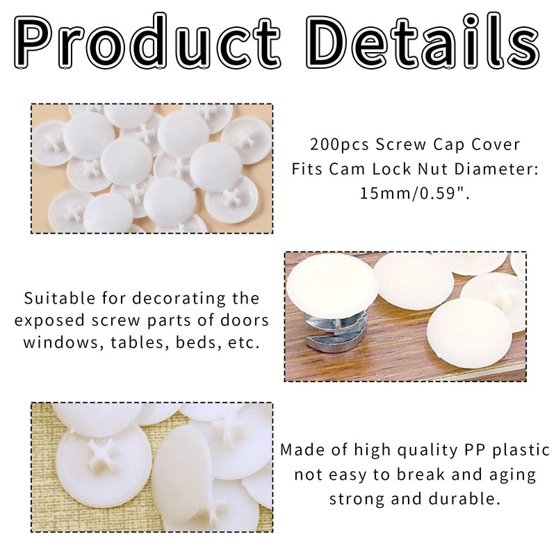 200 Round Screw Caps Waterproof Screw Caps Plastic Screw Caps