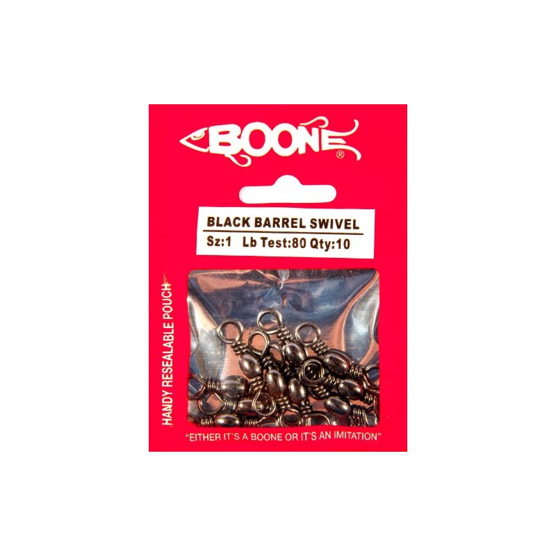Boone Black Barrel Swivels, 80-Pound