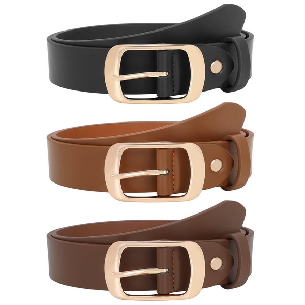 SUOSDEY 3 Pack Fashion Womens Leather Belts, Soft Leather Waist
