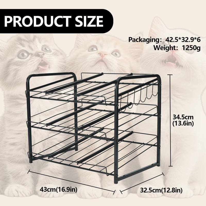 Iron Cat Food Container, Can Organizer for Pantry, Pet Food