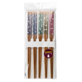 Asahi Koyo T-56 Wooden Plum Rabbit Chopsticks Dishwasher Safe, 9.1 inches (23 cm), Purple/Blue/Green/Yellow/Pink, Set of 5, Made in Japan