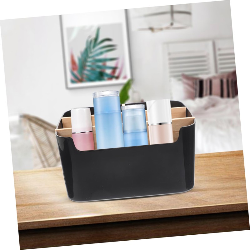 Mikinona Removable Bamboo Makeup Storage Box for Desk Compact Organizer