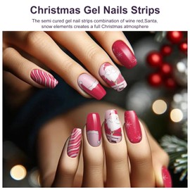 Christmas Nagelfolie UV Härtend - 28 Stück Nagelsticker UV Gel Nagelfolien Selbstklebend Nail Sticker Nagellackstreifen Gel-Nagelaufkleber Christmas Art Stickers DIY für Damen Mädchen