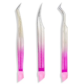 2Pcs Nail Art Tweezers Double Ended Nail Art Tweezers Straight Curved Tip Tweezers with Silicone Pressing Head for Eyelash Extensions and Nail Art Sticker Craft