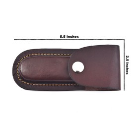 Pocket 4.5-5.25 inches Folding Knife Sheath, Portable Pouch Knife Leather Holster with Snap Closure and Belt Loop, Accessory for Outdoor Climbing, Camping and Hiking. (Dark Brown)