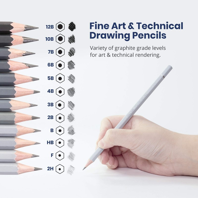 Pacific Arc Premium Graphite Drawing Pencils for Artists, Soft Pack
