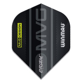WINMAU Alpha Michael Van Gerwen MvG Logo Black and Grey Extra Thick Dart Flights - 1 Set Per Pack (Total 3 Flights)