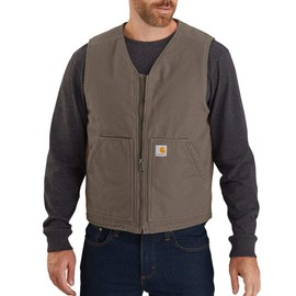 Carhartt Men's Relaxed Fit Washed Duck Sherpa-Lined Vest, Driftwood, Small
