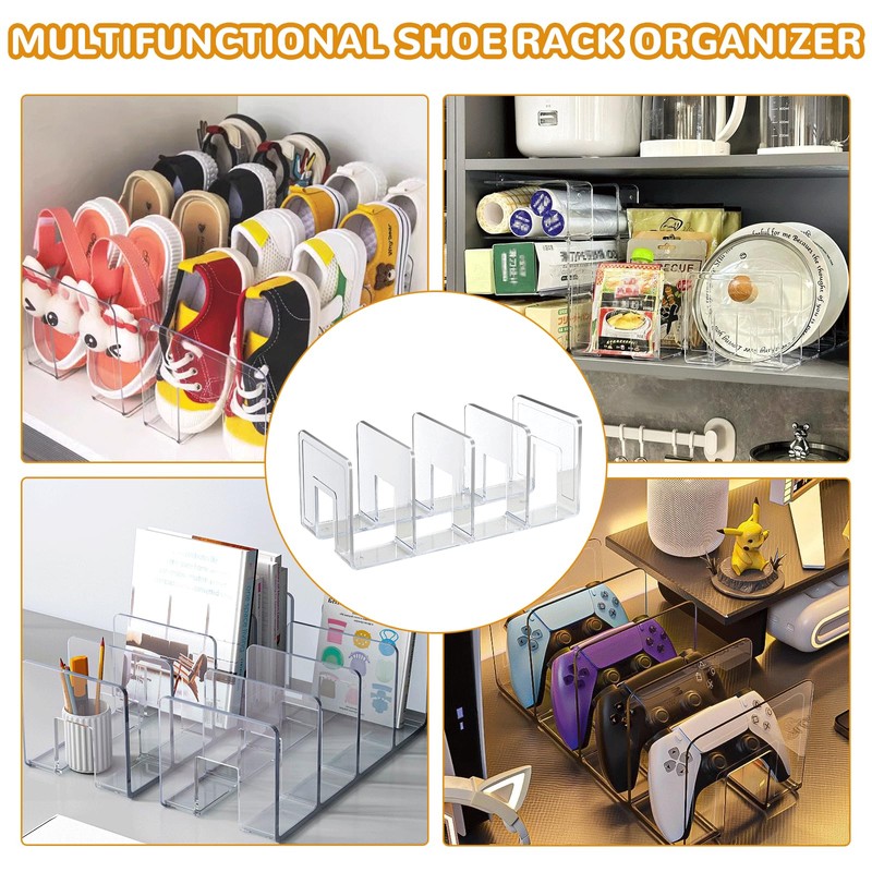 Kids Toddler Shoe Organizer Rack - Clear Acrylic Vertical Storage
