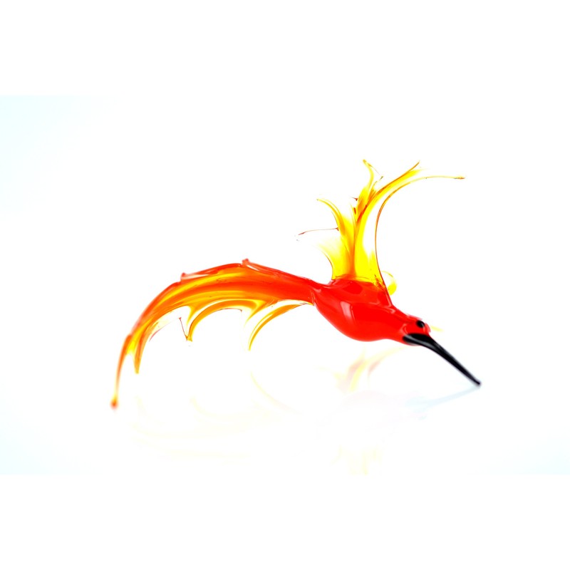 Kolibri hängend -Glasfigur-al-3 -rot-orange
