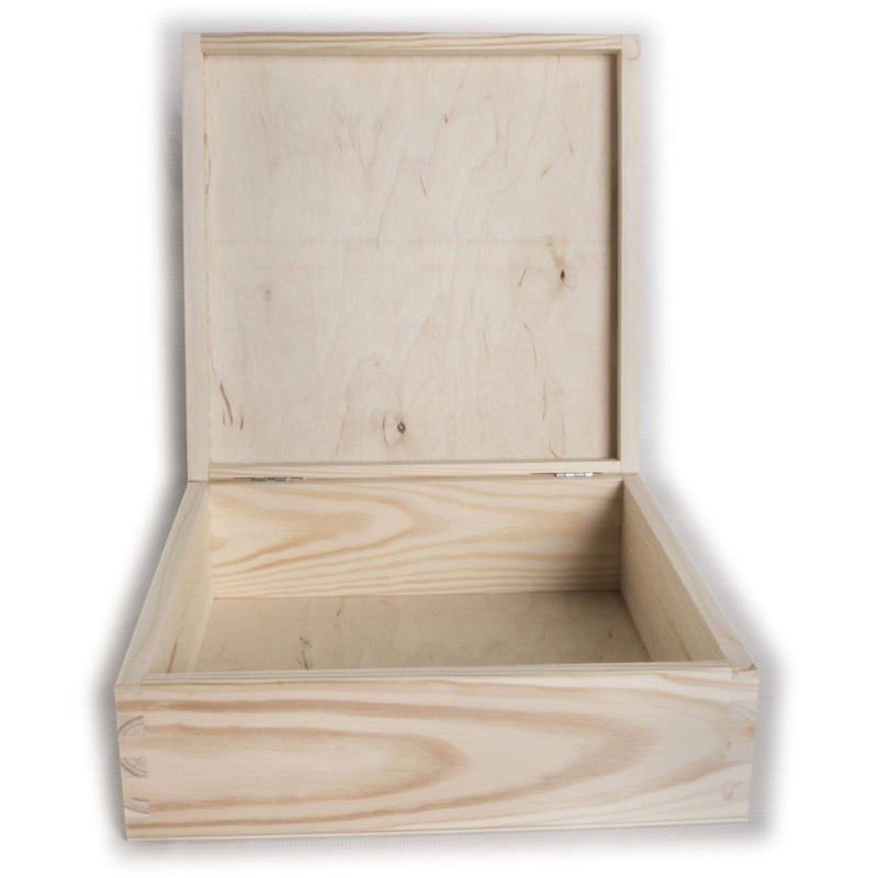 Square Wooden Box with Hinged Lid | 22.5 x 22.5