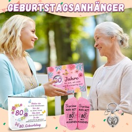 WAMIOKAGRO 18th Birthday Girl Gifts for 18th Birthday Girl, Socks Cosmetic Bag and Keychain, Gifts for Girls, Birthday Gift for Sister, Girlfriend, colour, 80 Years