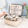 Double Layer Makeup Bag Waterproof, Spacious Alloy Zippers Durable Handle