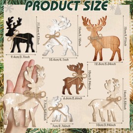 Yuntau 6 Pcs Christmas Table Decoration Wooden Farmhouse Table Centerpieces Rustic Christmas Tree House Reindeer Elk Angel Snowflake Wooden Sign Block Tiered Tray Decor for Xmas Gifts(Elk)