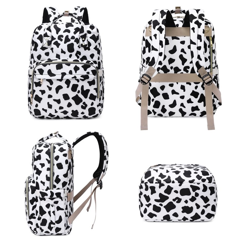 Kouxunt Cow Print Diaper Bag Backpack for Baby Girls Boys,