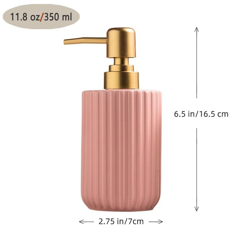 Chic Cylinder-Shaped Soap Dispenser, Vertical Stripe Design with Gold Pump,