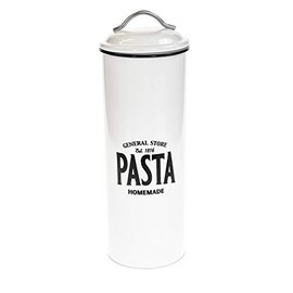 General Store Retro Metal Tall Round Spaghetti Pasta Storage Tin Box Container