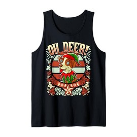 Jack Russell Terrier Oh Deer Christmas Dog Santa Claus Elf Tank Top
