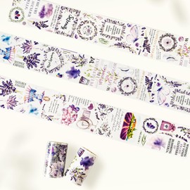 WT - Rollo de cinta ancha de PET precortada, color morado artístico, para uso en la oficina, diarios, álbumes de recortes, planificadores, suministros de computadora y manualidades