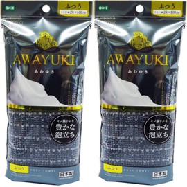 OHE Body Towel, Normal, Gray, Approx. Width 11.0 x Length 39.4 inches (28 x 100 cm), Awayuki, Rich Foam, Body Wash, Made in Japan, Set of 2