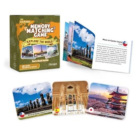 Menique Explore the World Memory Matching Game – 100 Cards (50 Pairs) with Famous Landmarks from 50 Countries – Includes Flag, Country & Place – Educa