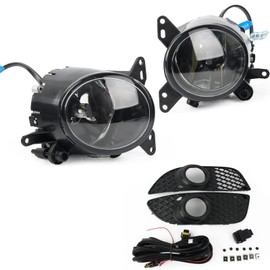 RP Remarkable Power, LED Fog Light for 2008 2009 2010 2011 2012 2013 2014 Lancer Non-Evo DRL Bumper Chrome With Bulbs and Wiring Harness& Clear Lens Black Bezel Kit FL12230