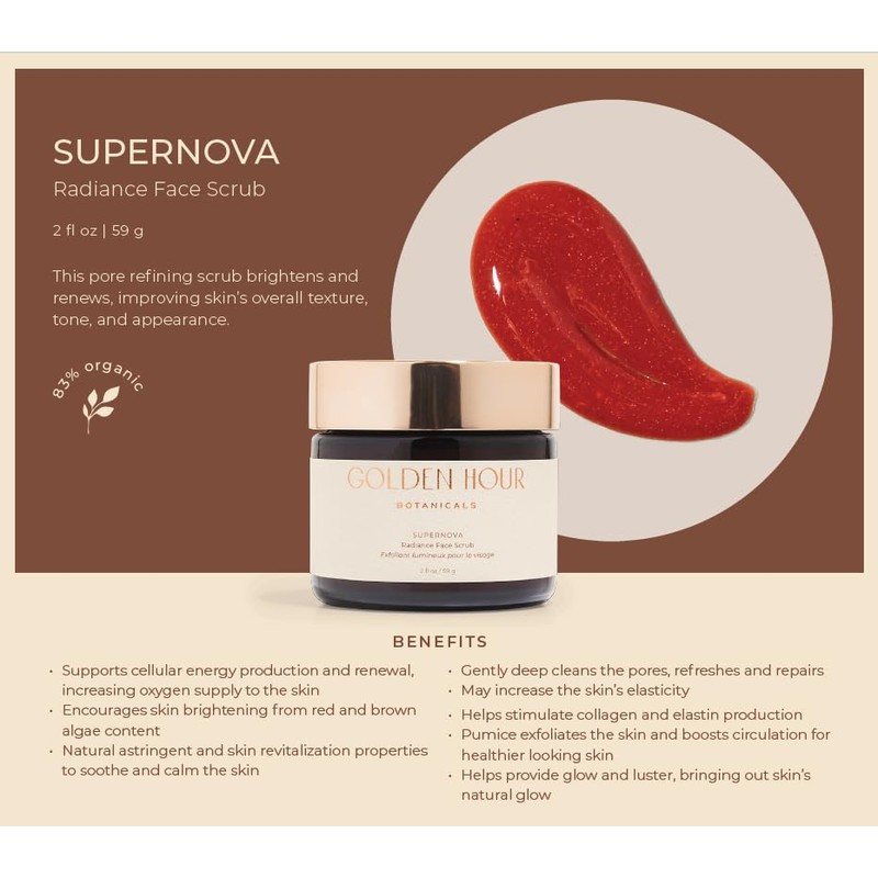 GOLDEN HOUR BOTANICALS Supernova, Radiance Face Scrub to brighten skin